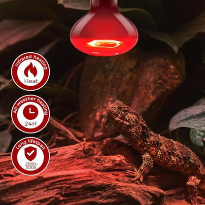 Red Reptile Heat Lamp Bulb 100W, Infrared Heat Emitter Red Heat Lamp for Reptile Amphibian, Infrared Basking Spot Light Bulb 2PCS - style: Infrared Basking Light Bulb 100W