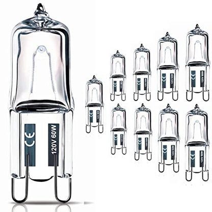 Vinaco G9 Bulb, 10 Pack G9 Halogen Bulb 60 Watt, High Output 720LM JD G9 120V 60W G9 Light Bulb Dimmable Long Lasting Lifespan, CRI100 & 2800K Warm White, G9/bi-pin Light Bulbs for Chandelier Lights - style: 60W- 10 Pack
