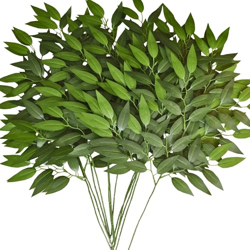 84Pcs Italian Ruscus Greenery Stems 23" Artificial Silk Greenery Leaves for DIY Wedding Arch Bouquet Filler Table Centerpieces Home Indoor Decor - color: Green 84pcs, size: 23 inch
