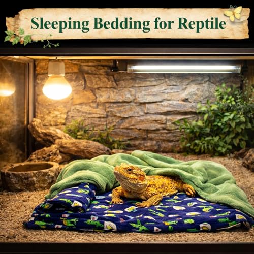Mechpia Bearded Dragon Tank Accessories, Reptile Bedding Hammock Soft Fabric Warm Sleeping Pillow with Cover Substrate for Bearded Dragon Leopard Gecko Lizard