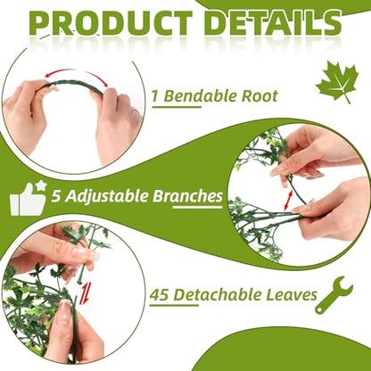 RAINFLOW 3PCS Fake Hanging Plants Lifelike Faux Plants Indoor with 45 Green Leaves, Fake Ferns for Shelf Office Shower Boho Wall Balcony Outdoor Wedding Bedroom Decor (Maple Leaf Fern)