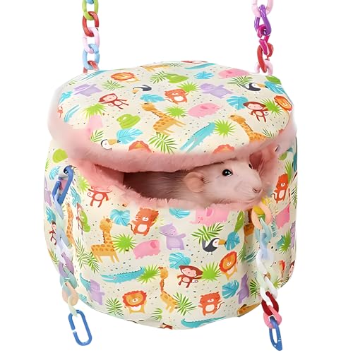Rat Hanging Bed, Sugar Glider Cage Accessories, Guinea Pig Hammock Warm Sleeping Nest Bed, Small Animals Cage Hammock for Rat, Squirrel, Hamster, Parrot - color: Pink