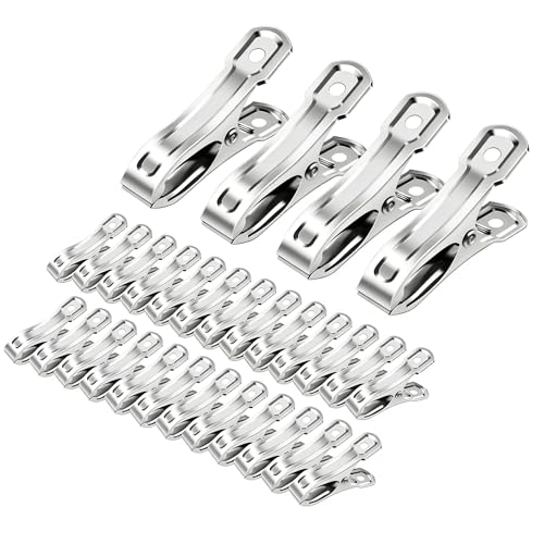 40 PCS Stainless Steel Greenhouse Clamps, Strong Grip Metal Clips for Garden - Secure Shade Cloth, Plant Netting & Covers on Hoops, Universal Garden Tools with Small Metal Clamps