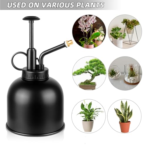 Metal Stainless Plant Misters for Inside,Succulent Watering Bottle With Top Pump, Small Plant Sprayer Mister Watering Can for Indoor Outdoor House Plant,Black Plant Spray Bottle (A-Black)