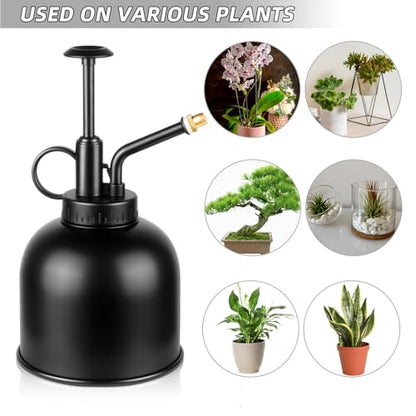 Metal Stainless Plant Misters for Inside,Succulent Watering Bottle With Top Pump, Small Plant Sprayer Mister Watering Can for Indoor Outdoor House Plant,Black Plant Spray Bottle (A-Black)