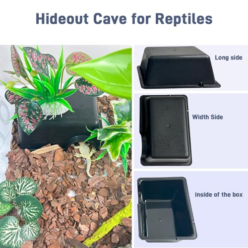 Small Humid Hideout Cave for Reptiles, Snake Hide for Ball Pythons, Gecko Hide, Leopard Geckos, Bearded Dragons,Compact Terrarium Decor with Easy-Clean Design (6.70"x4.72"x2.56") - size: Small (1 Count)