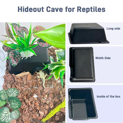 Small Humid Hideout Cave for Reptiles, Snake Hide for Ball Pythons, Gecko Hide, Leopard Geckos, Bearded Dragons,Compact Terrarium Decor with Easy-Clean Design (6.70"x4.72"x2.56") - size: Small (1 Count)