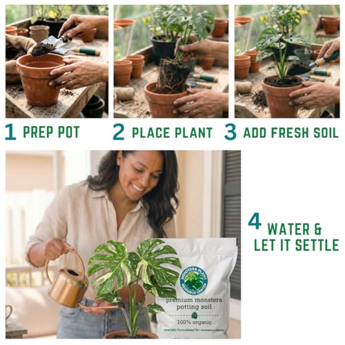 Premium Monstera Potting Soil | Quick Draining, Nutrient Rich Living Aroid Soil for Fast Growth & Healthy Root Aeration | Organic Aged Bark, Coco Coir, Perlite, Worm Castings (Large Bag)