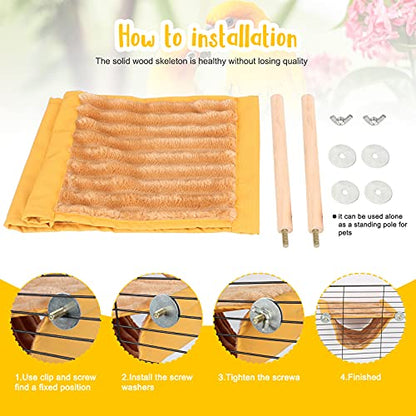 BWOGUE Winter Warm Bird Nest Bed Hanging Hammock Snuggle Hut Parrot House Tent Toy Bird Cage Perch for Parakeet Budgies Cockatiels Lovebird Cockatoo Finch Hamster Chinchilla Guinea Pig(Medium, Yellow) - color: Yellow, size: Medium (9"x7.2")