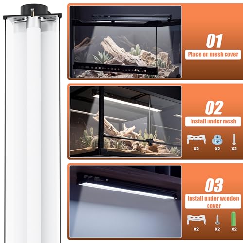 T5 UVB 10.0 Reptile Light Fixture Combo Kit (34Inch) | 21W UVB 10.0 Light Bar with T5 HO Terrarium Hood Light Fixture for Desert Reptiles, Bearded Dragons, Lizards, Tortoises - size: 34Inch