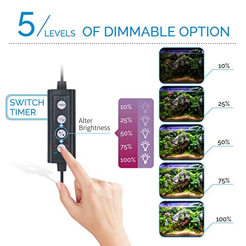 hygger Advanced LED Aquarium Light with Timer, 24/7 Lighting Cycle & DIY Mode, Full Spectrum Fish Tank Light for 24-30 in Freshwater Planted Tank - size: 24"- 30"