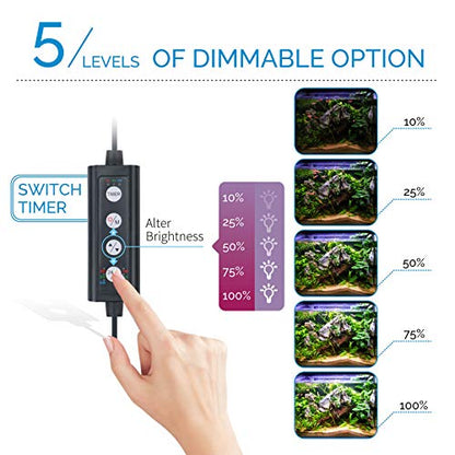hygger Advanced LED Aquarium Light with Timer, 24/7 Lighting Cycle & DIY Mode, Full Spectrum Fish Tank Light for 24-30 in Freshwater Planted Tank - size: 24"- 30"