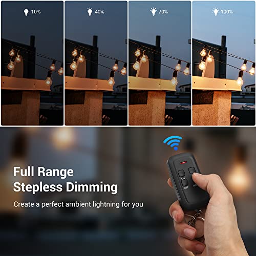 DEWENWILS Outdoor Dimmer for String Lights, Remote Dimmer Switch, Weatherproof Dimmer Plug, 100FT Range, Compatible with Dimmable LED/Tungsten Bulbs - style: Black Dimmer