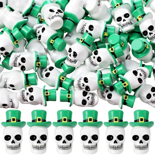 VioraWhite 50 Pcs St. Patrick's Day Mini Resin Skulls Miniature Resin Tiny Skulls Figures with Green Hat Landscape Aquarium Garden Desktop Ornaments Ornament DIY Decoration for Party Supplies - style: Irish