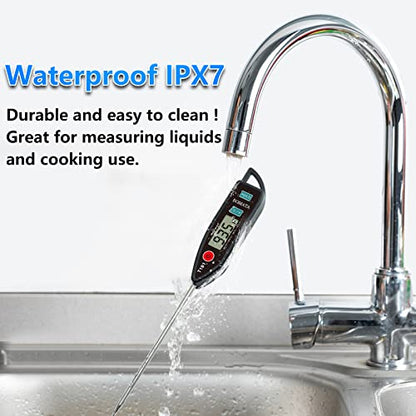 BOMATA 6 Pack Waterproof IPX7 Meat Thermometer Instant Read Food Thermometer with Long Probe for Water, Liquid, Kitchen Cooking, Grill,BBQ ! T101 X 6 Pcs (Black & Red & White)… - color: Black,Red,White
