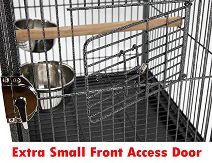 Portable Heavy Duty Travel Bird Parrot Carrier Cage Feeding Bowl Play Stand with Handle - color: Black, size: 18" x 14" x 22"H