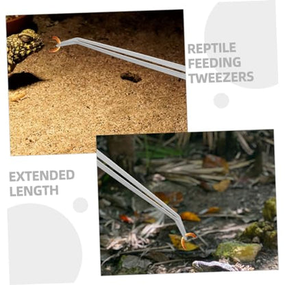LIOOBO 2pc Reptile Feeding Tongs Stainless Steel Tweezers Long Handle for Terrarium Aquarium