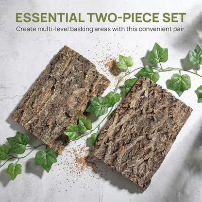 BESPORTBLE 2 Pack Reptile Bark Platform, Natural Tree Bark Climbing Shelf for Lizards, Geckos, Turtles, Snakes and Small Terrarium Pets