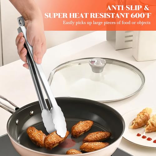 Kitchen Tongs for Cooking - 7 Inch & 9 Inch & 12 Inch Heat Resistant Stainless Steel Metal Locking Tong, BBQ Tongs Grill Tong for Cooking, Grilling, BBQ/Barbecue, Food (7+9+12inch) - color: 7+9+12inch