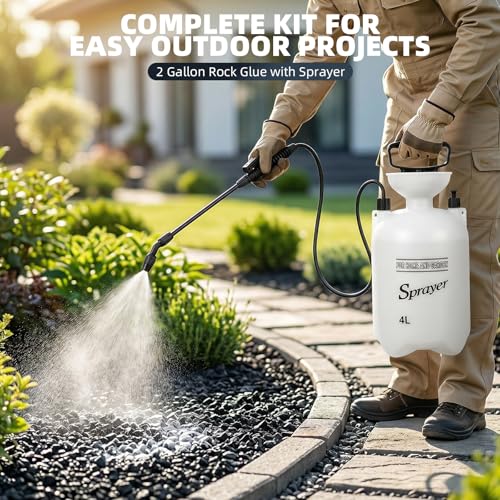 1 Gallon Pump Sprayer, Heavy-Duty Hand Pressure Sprayer with 16” Long Wand, 4 Nozzles