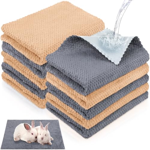 VitalCozy 10 Pcs Guinea Pig Cage Liners Washable Rat Bedding for Guinea Pigs Controlling Absorbent Waterproof Pee Pads Blanket for Rabbits Hamster Small Animal Chinchilla(Grid,18x24 Inch,Gray Coffee) - color: Gray Coffee, size: 18x24 Inch, style: Grid