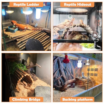 Hamiledyi Reptile Hide Box Gecko Hideout Cave with Sink Humidifier and Extra Large Tortoise Hide 20"x 11.8" Wooden Reptile Hides Large Snake Hide for Ball Python Bearded Dragon Chameleon Lizard