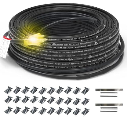 HEATIT PLSR1 50-feet 120V Industrial and commercial grade Self Regulating Heating Cable long term use design, heavy duty, Wet or Dry, Cold lead 10ft, 12YR Warranty - color: 50 Feet-10, style: 120V