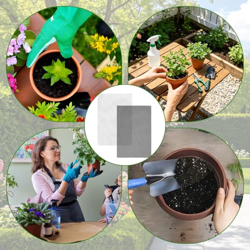 lasuroa 10pcs Flower Pot Mesh Pad, 11.8x7.87 Inch Bonsai Drainage Screens Plant Pot Drainage Mesh Barrier Mat for Preventing Soil and Substrate Leakage (White, Black) - color: White,black