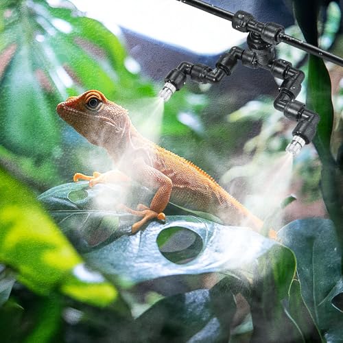 CozyCabin 2Pcs Double Reptile Mister Nozzles, 1/4'' Reptile Misting Spray Nozzle 360 Degree Adjustable Detachable Nozzle - Fine Mist Fogger for Terrarium, Aquarium Rainforest - size: 2pc Dual Head