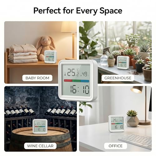 eMylo WiFi Thermometer Hygrometer, Smart Temperature Humidity Sensor with App Alerts Data Export, Alexa Compatible, LED Backlit Display, Indoor Monitor for Home Baby Room Greenhouse Wine Cellar