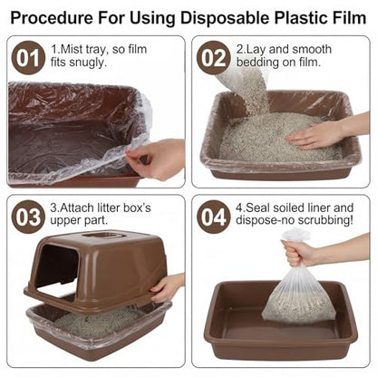 50 Pcs Disposable Plastic Cage Liners, Rabbit Litter Box Liners Leak Proof Toilet Film, Pet Tray Liner Bags For Small Animals Bunny Guinea Pig Bird Cage Liner Litter Box