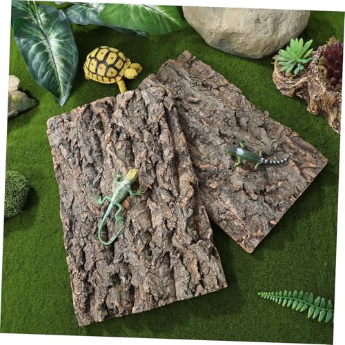Luxshiny 2 Pcs Natural Cork Bark Aquarium Bark Terrarium Decor for Reptiles and Fish Tanks Climbing and Hiding Spots for Bearded Dragons Lizards Geckos Safe and Easy to Install Wall