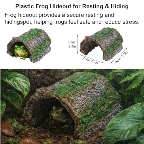 13Pcs Frogs Tank Accessories Set - Tree Frog Habitat Kit - Toad Terrarium Accessories with Hideout, Water Dish, Feeding Dish & Decorative Plants | Frog Tank Accessories for Tree Frog Terrarium
