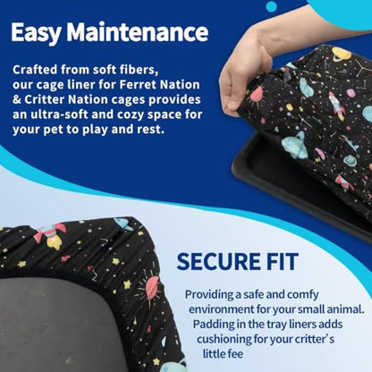 YKD Ferret Cage Liners for Ferret Nation & Critter Nation Cages | Waterproof Chinchilla Cage Accessories, Washable Bedding, for Ferrets, Chinchillas, Rats (Black, Double Unit Set) - size: Double Unit Set
