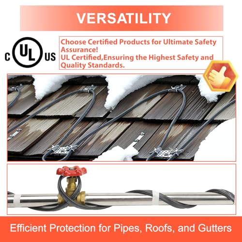 HEATIT PLSR High-Performance Self-Regulating Heating Cable - Frost Protection for Water Pipes and Snow Melting on Roofs - 10w/ft Power - Premium Quality for Commercial and Industrial Use 6ft - color: 6 Feet, style: 120V