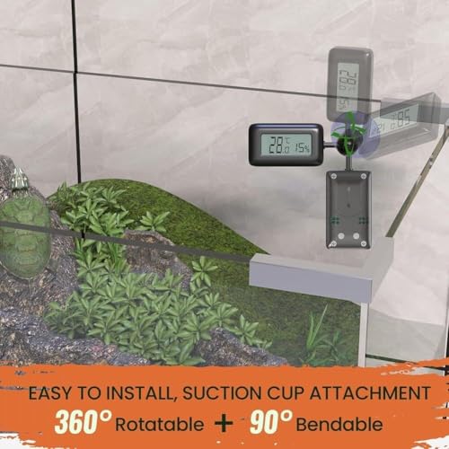 Mini Thermometer Indoor Digital Temperature Humidity Meter forTerrarium Reptile Accessories forHumidor, Thermostat Reptile Tank