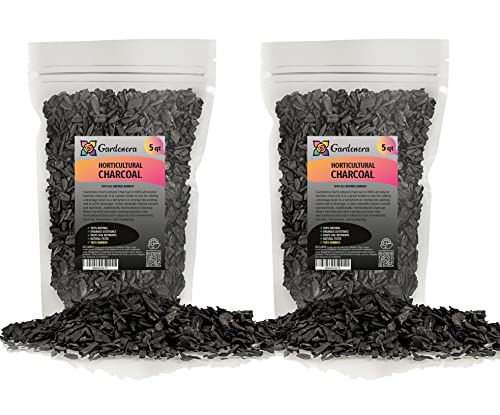 Premium Horticultural Charcoal for Indoor Plants - 10 Quart - Black Diamond Soil Amendment for Orchids, Terrariums, and Gardening by Gardenera [2 Bags of 5 Quart] - size: 10 QUART