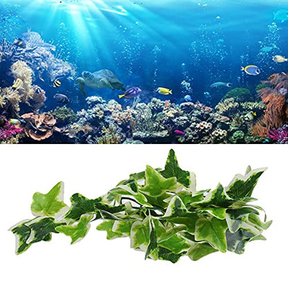 BORDSTRACT Artificial Reptile Plant, Lifelike Plastic Hanging Leaves Decoration with Suction Cup for Terrarium Fish and Reptile Habitats (New Star Leaf Vine) - size: New Star Leaf Vine