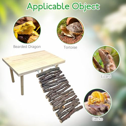 BNOSDM Reptile 16oz Cork Bark Substrate and Wooden Hideout Platform for Lizard, Gecko