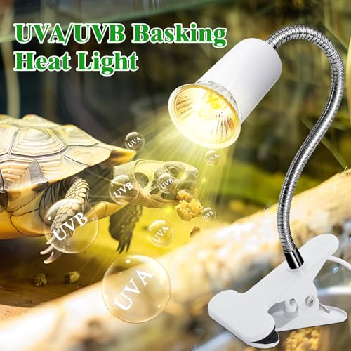 Reptile Heat Lamp,Tortoise Heat Lamp with 40CM Lengthened Gooseneck,Grow Light for Plant,Chick Basking Lighting,E27 Ceramic Lamp Holder,Clamp Light with Dimmable Switch,Metal Clip,for Lizards,No Bulb - color: Heat Lamp-white-1pc