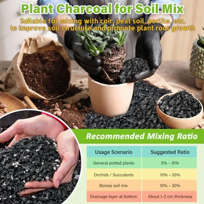 Legigo 8QT All Natural Horticultural Charcoal- Activated Hardwood Plant Charcoal for Soil Amendment, Conditioning Bonsai Soil, Succulent Soil, Terrarium Supplies, Indoor Plant Potting Soil - color: 8 QT