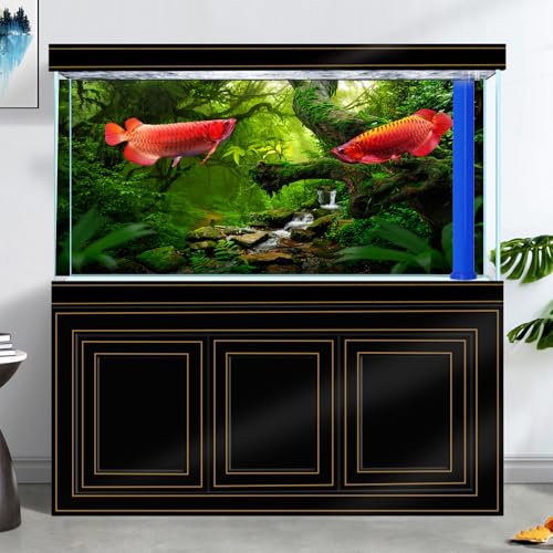 48X18IN Tropical Forest Green Huge Tree Reptile Habitat Aquarium Background, Green Natural Landscape Rainforest Fish Tank Decorations Background, Nature Art Terrarium Background - size: 48X18in/120X45cm