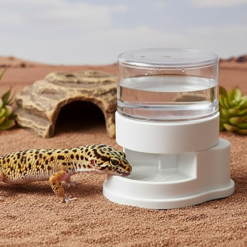 Terrarium Tank Reptile Food Feeders Bowl, Water Feeder Automatic Water Dispenser Waterer Feeding Accessories, Small Water Dish for Tortoise - Bowls for Reptiles & Amphibians (White) - color: White