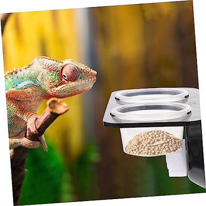 1set Gecko Feeding Ledge Reptile Water Food Dish Sucker Design Feeder Ledge Snake Tank Accessory