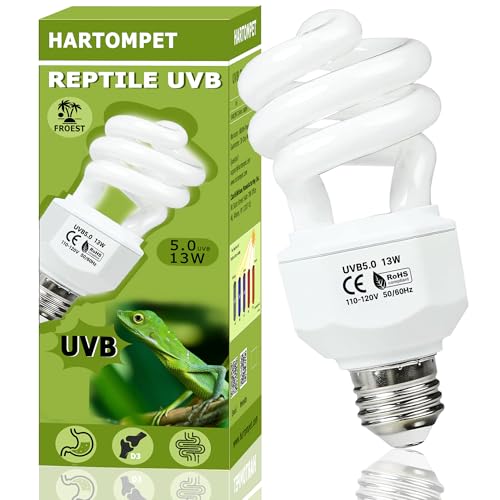 UVB 5.0 Reptile Light13W, Compact Fluorescent Tropical Lamp, Coil UVB Bulb for Rainforest Reptiles – Light for Crowned Chameleons, Green Iguanas, Tree Frogs, Ball Pythons in Terrarium - color: 1pcs Tropical, size: UVB5.0 13W