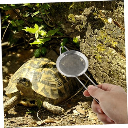 Kisangel 2PCS Reptile Sand Shovel Set Fine Mesh Litter Scoop for Bearded Dragons Desert Lizards and Small Animals Stainless Steel Sand Filtering Tool Long Handle