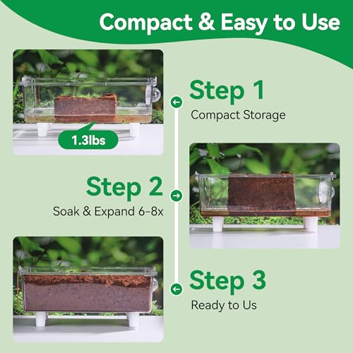 5 Pcs Organic Coconut Fiber Substrate, Biodegradable 100% Natural Coco Soil Brick, Multipurpose Eco-Friendly Terrarium Bedding for Reptiles, Tortoise, Bearded Dragon, Gecko, Snake & Amphibians - size: 5 Pcs