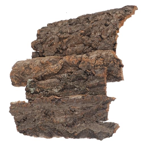 BESPORTBLE 4Pcs Terrarium Cork Bark: Natural Cork Bark Decor Reptile Hideout Decor Realistic Tree Bark for Reptiles Like Lizards, Gecko, and Crickets