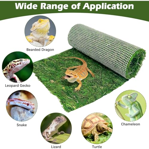 Reptile Carpet Cuttable Terrarium Mat Artificial Moss Reptile Liner Green Substrate Flooring Bearded Dragon Tank Accessories for Leopard Gecko Lizard Snake Tortoise (11.81" x 39.37") - size: 12" x 40"