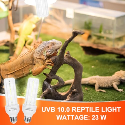 VIHOSE 4 Pack UVB Reptile Light Bulb 23w 10.0 UVB Bulb for Desert Reptiles Pet Light for Turtle Compact Fluorescent Terrarium Lamp for Bearded Dragon, Lizard, Tortoise, Iguanas, Snake, Gecko